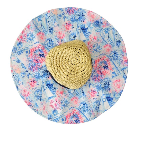 Lilly Pulitzer Accessories - Lilly Pulitzer "Sea To Shining Sea" Floppy Straw Beach Hat Colorful Wide Brim